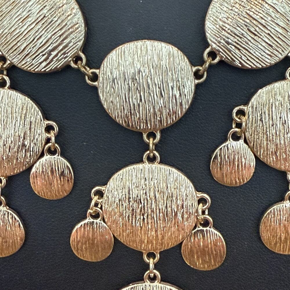 Bancroft Gold Tone Adjustable 25" Long Coin Style Dangle Statement Necklace - Picture 3 of 5